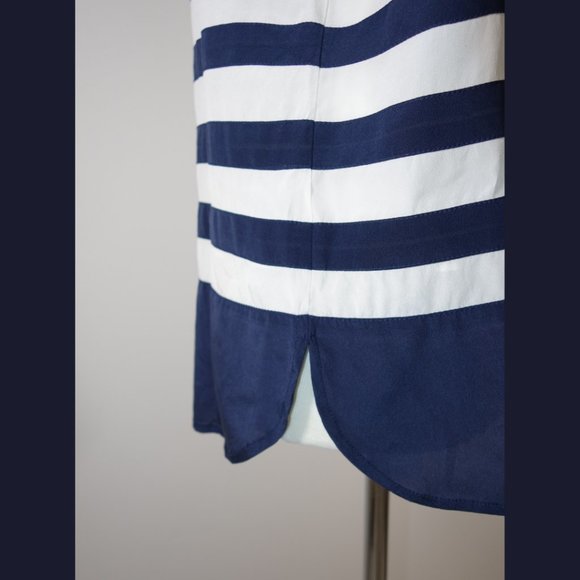 DKNY navy and white stripe silk top - size 8 - Picture 13 of 15